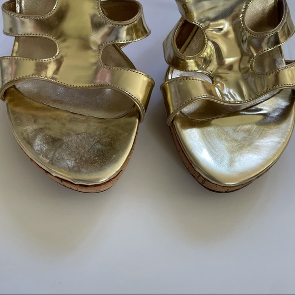 Stuart Weitzman Gold Cork High Heels size 10 - Picture 6 of 14